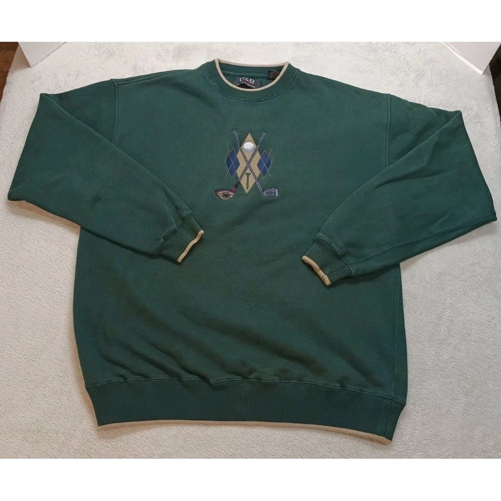 Vintage Croft & Barrow Sport Dark Green Golf Sweatshirt Mens Large '90S